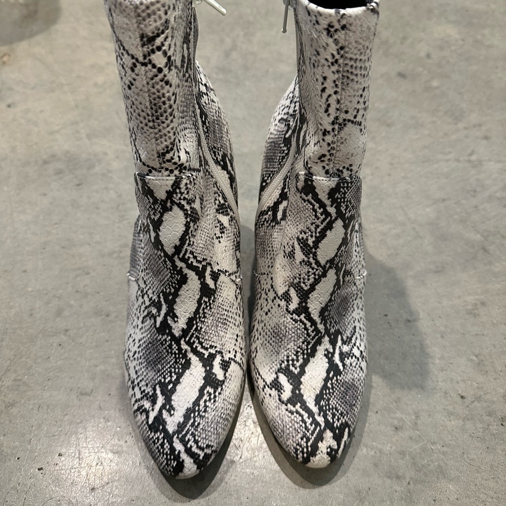 Snake print ankle boots